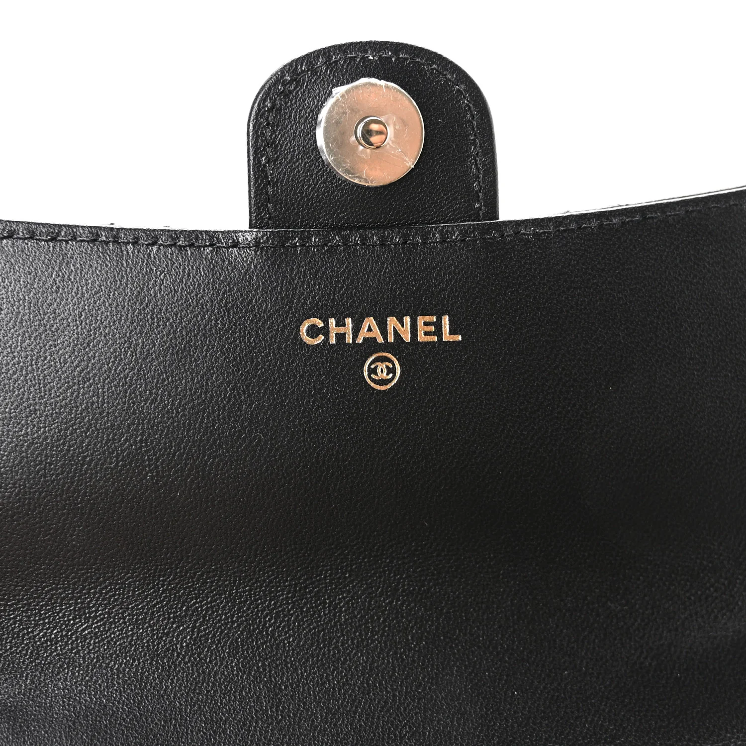 Lambskin Quilted Flap Phone Holder With Chain Black