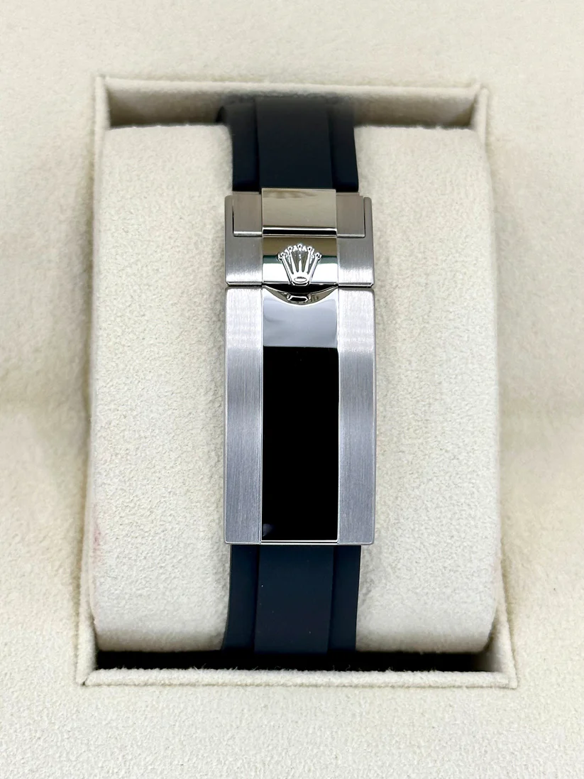 [Super Clone]RLX White Gold Yacht-Master 42mm Watch - Black Dial - Rubber Strap (Ref # 226659)