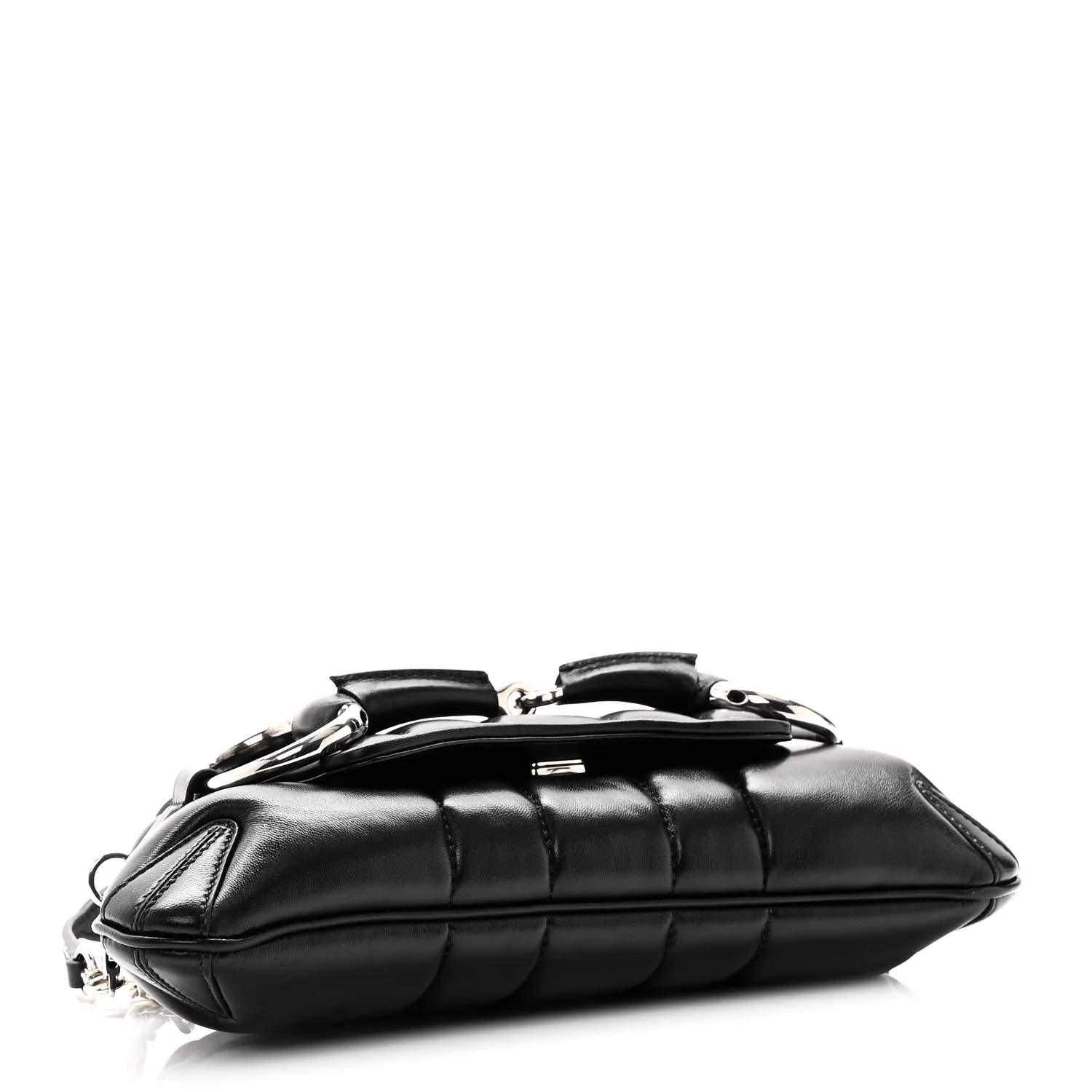 Nappa Vertical Matelasse Small Maxi Horsebit Chain Shoulder Bag Black