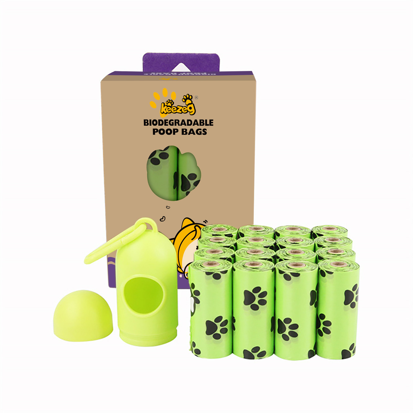 21 Rolls 0.01mm Black Pink Paw-Shaped Biodegradable Dog Poop Bags Portable Plastic Box Package Cats Dogs