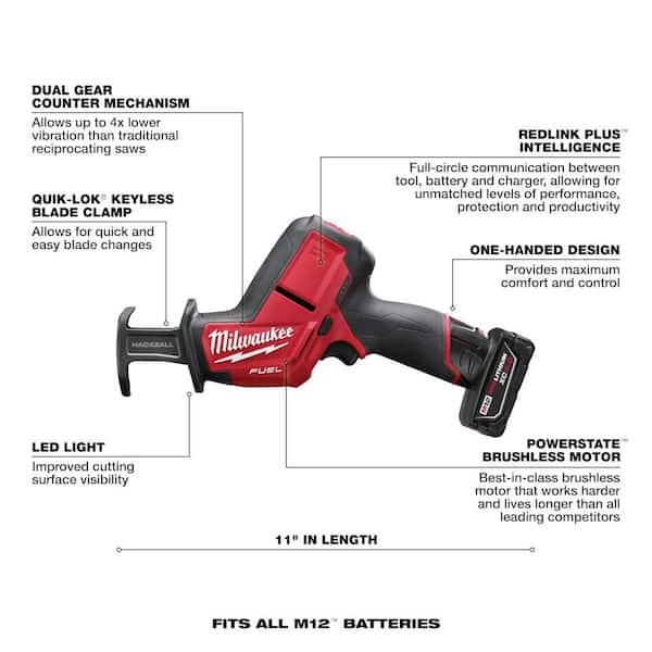 M12 FUEL 12V Lithium Ion Brushless Cordless HACKZALL Reciprocating Saw Kit W/M12 Rocket Stand Light Image 4