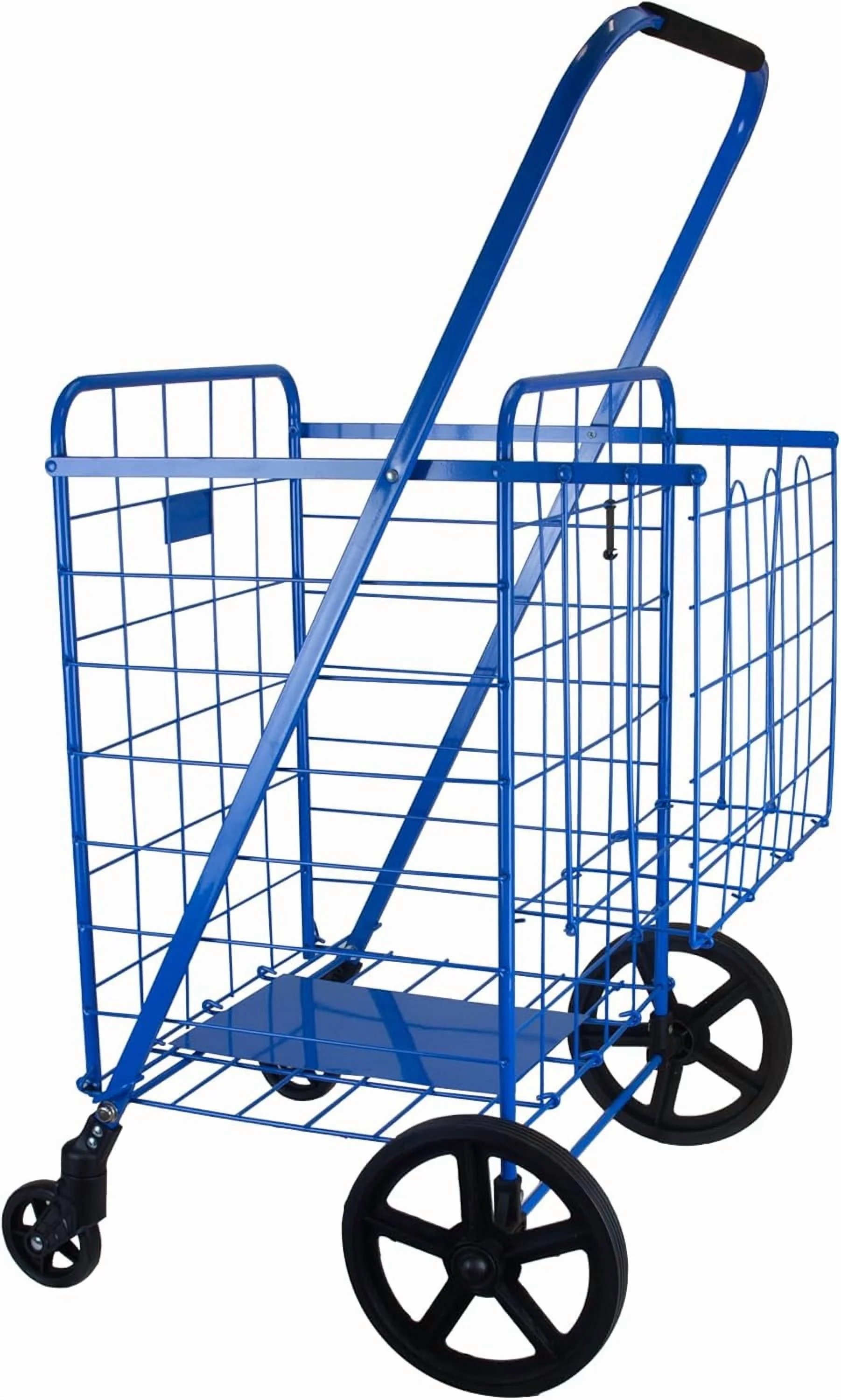 Deluxe Shopping Cart, Light Weight, Foldable, Snap Wheel, No Assembly, Easily Rolling with Spinner Wheels (Black)(Black) - Image 4