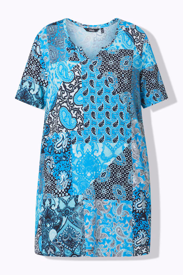 Patchwork Paisley Short Sleeve Knit Tunic