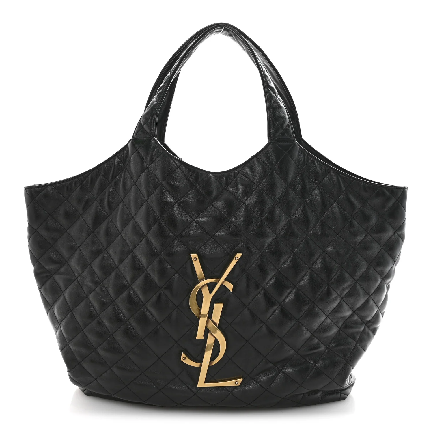 Lambskin Quilted Maxi Icare Shopping Tote Black