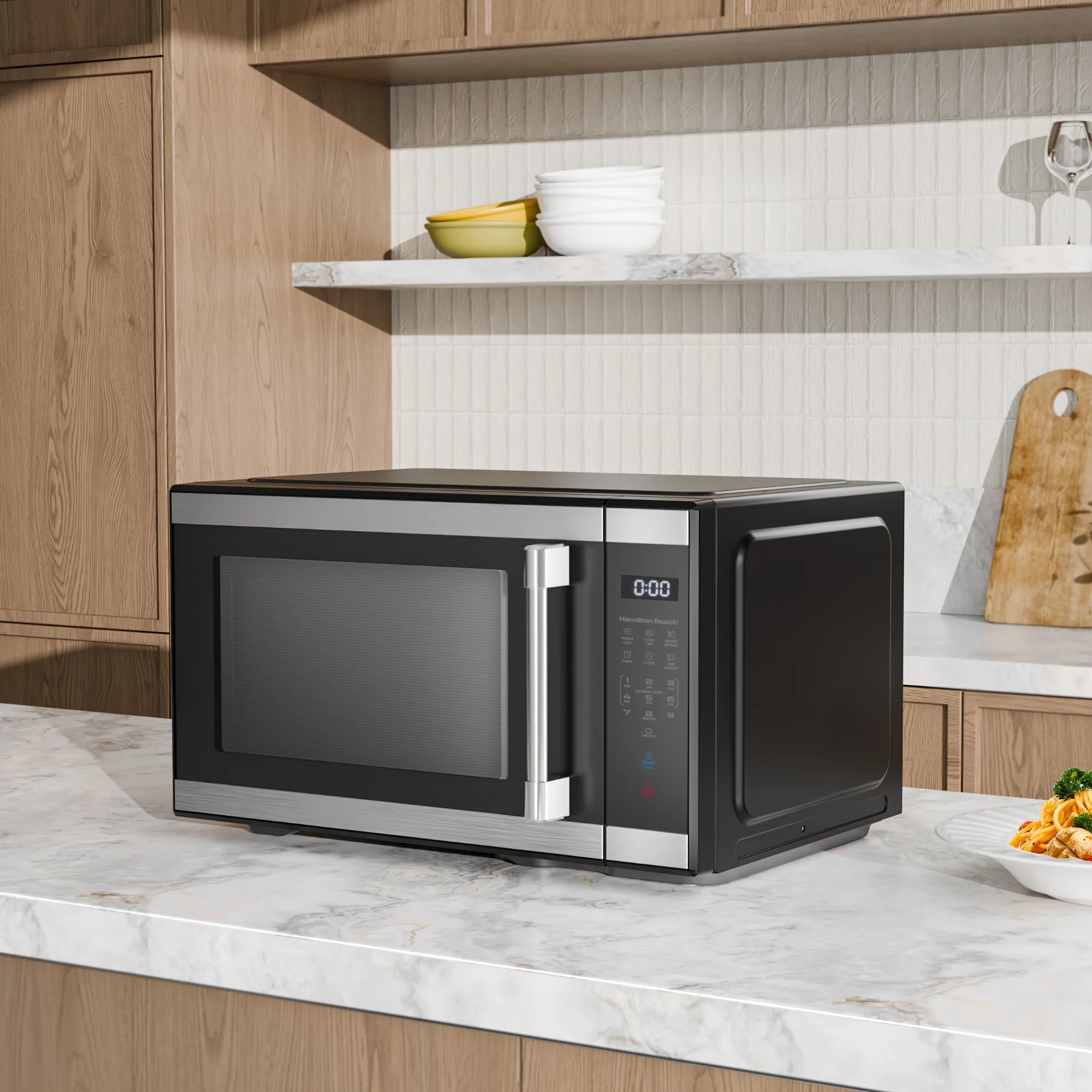 1.1 cu ft Countertop Microwave Oven, Black and Stainless Steel(Stainless Steel/ Black) - Image 8