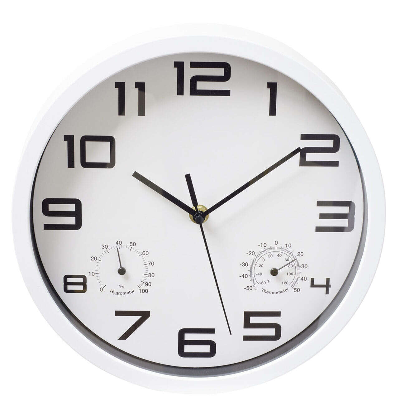 Horloge murale ronde plastique noir et blanc Ø25cm (2 modèles)