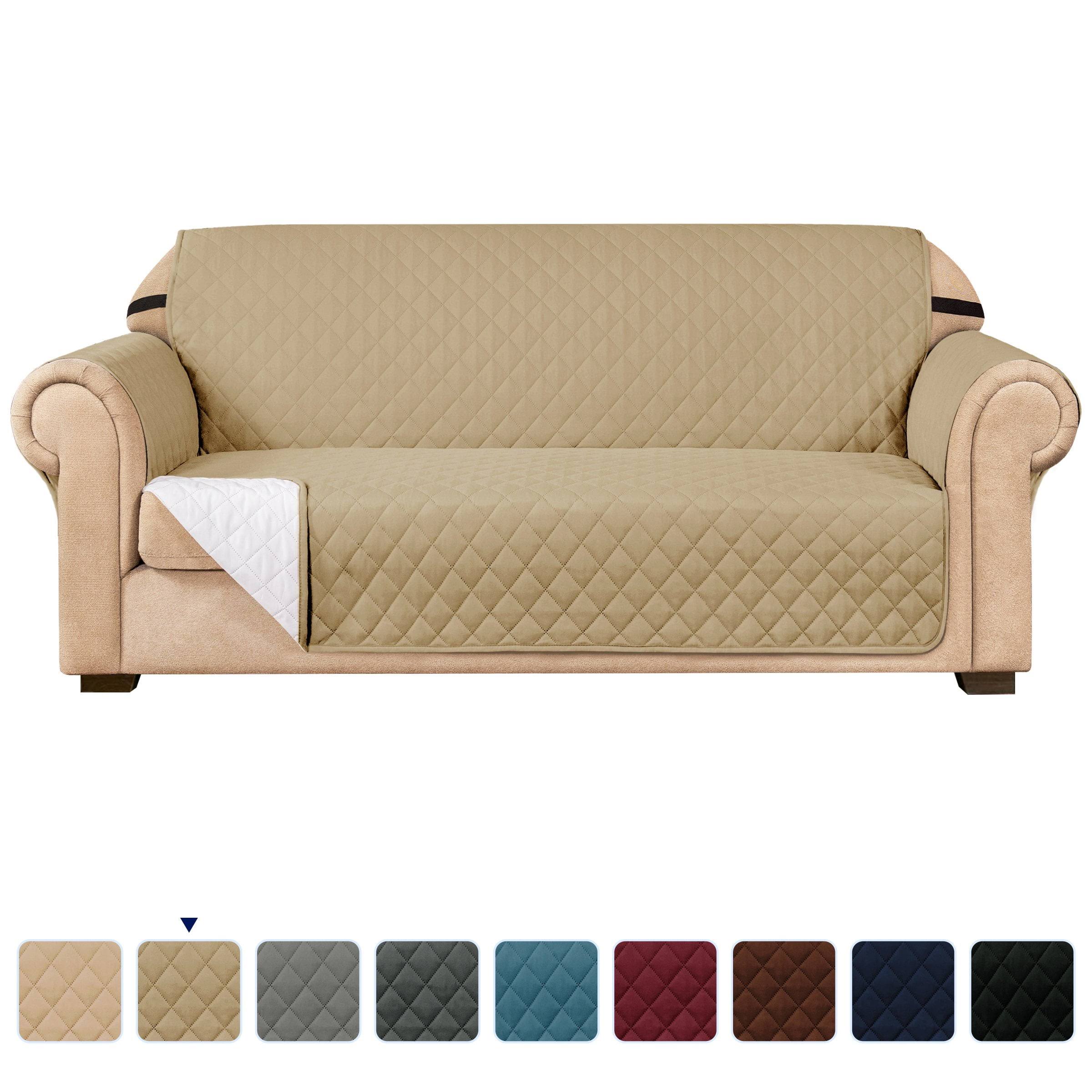 Subrtex 1-Piece Reversible Sofa Cover Quilted Slipcover (Loveseat, Sand)