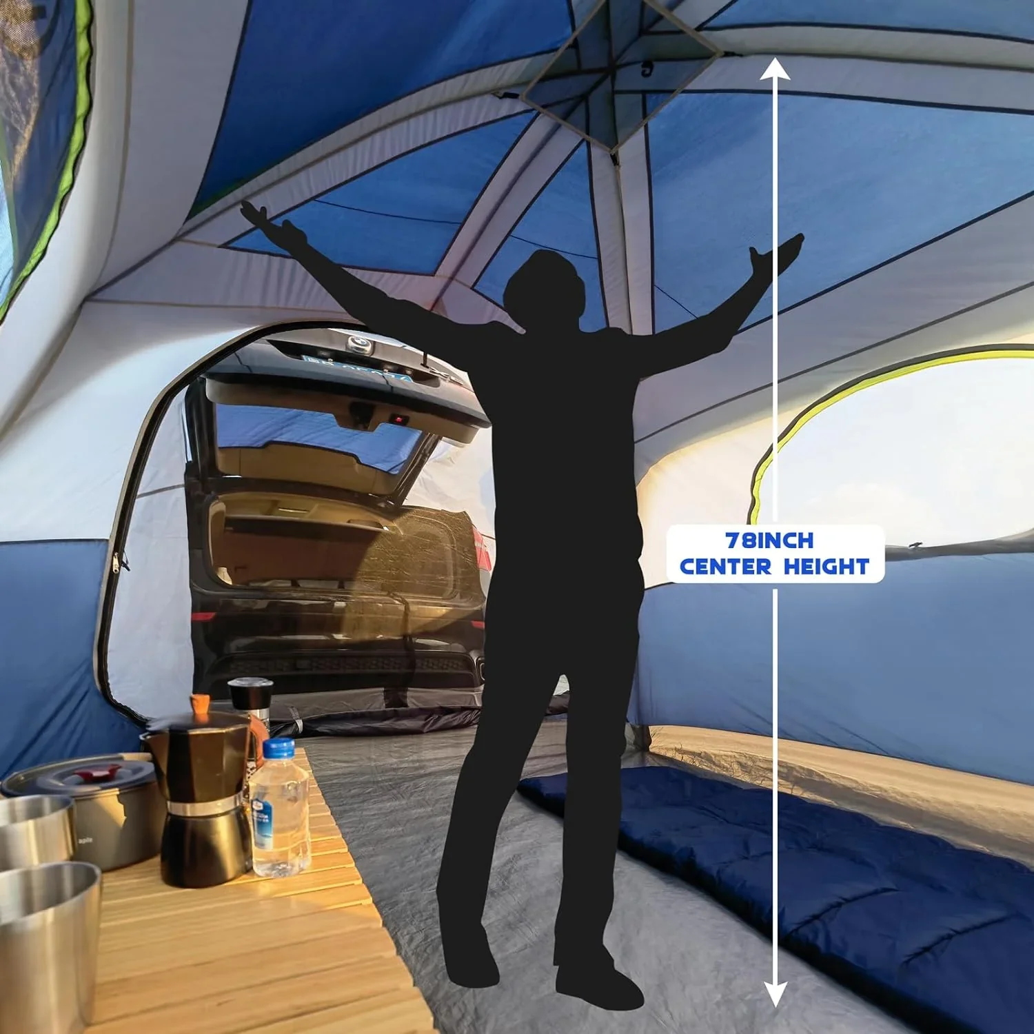 Tente de camping pour SUV 6 personnes - Installation facile sur hayon - Double-toit inclus
