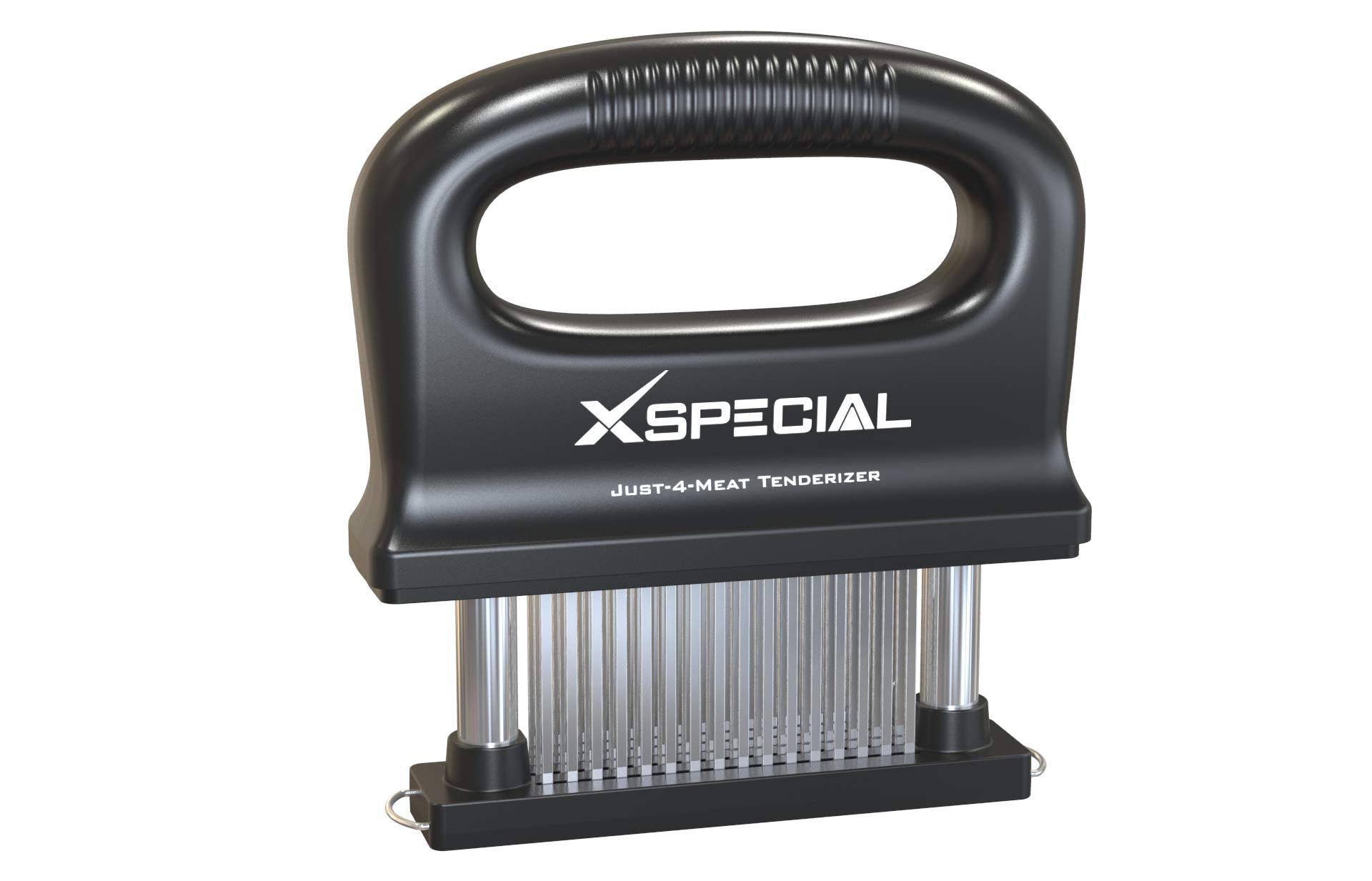 XSpecial Deluxe Meat Tenderizer Tool | Easy to Use & Clean | 48 Blade Stainless Steel | Handle & Detachable Bottom Design - No More Hammer or