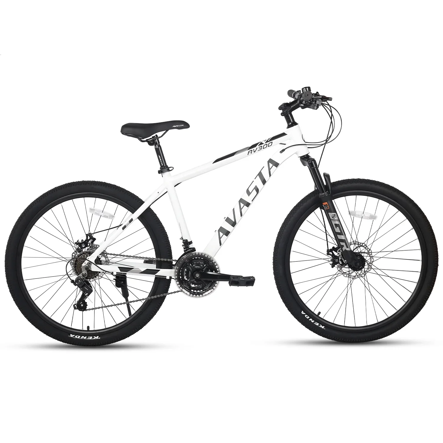 AVASTA AV300 27.5 inch Mountain Bike with 21-Speed��Aluminum Frame, Dual Disc Brake, Comfortable Saddle,White