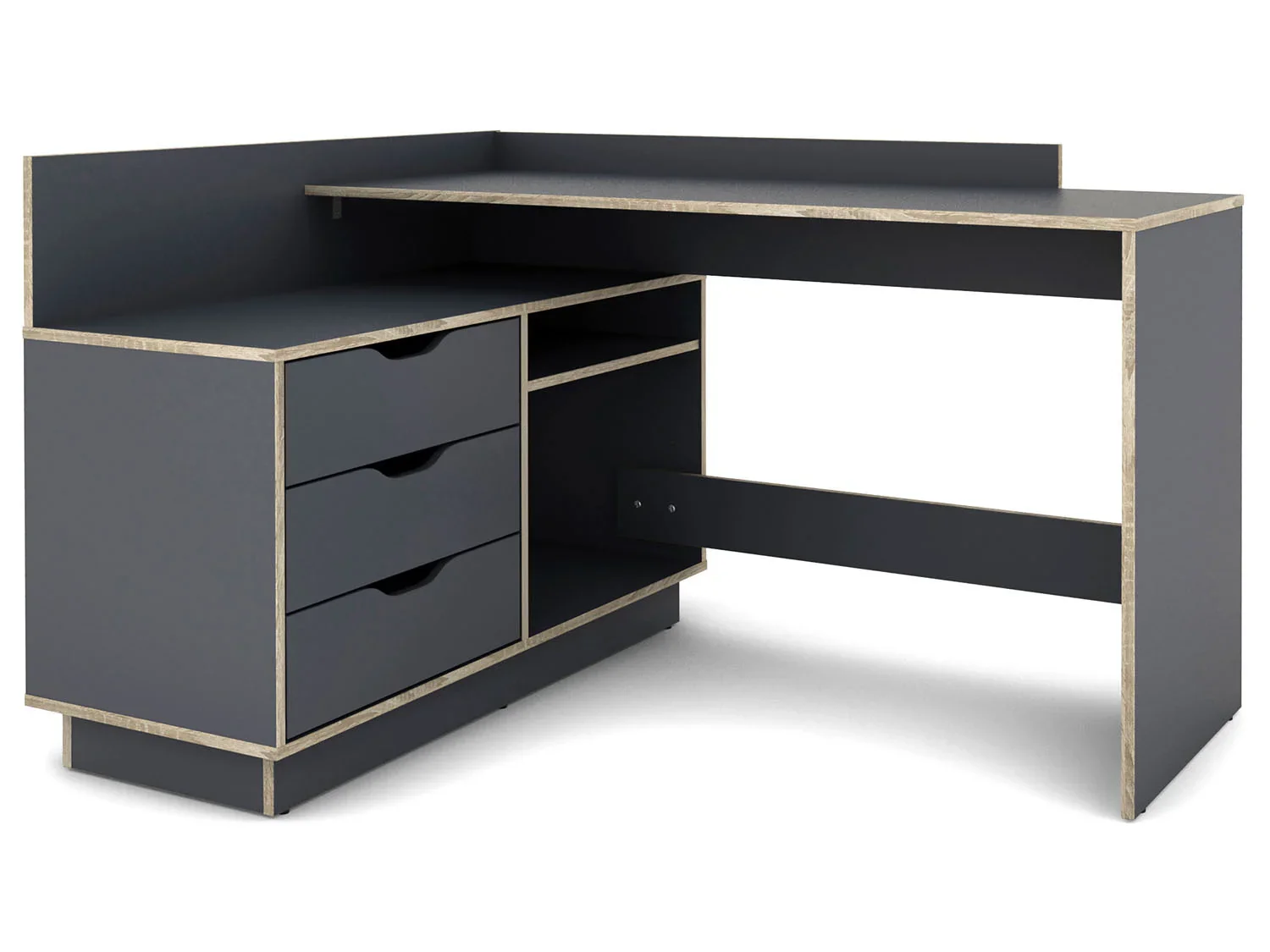 byLIVING Bureau d'angle Belfast avec compartiments, 129 x 105 x 83 cm