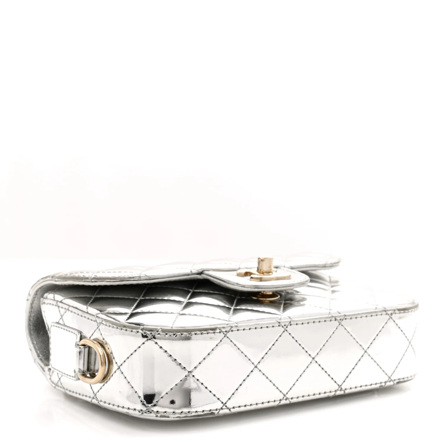 Mirror Calfskin Metallic Calfskin Quilted Hollywood Boulevard Mini Flap With Star Coin Purse Silver