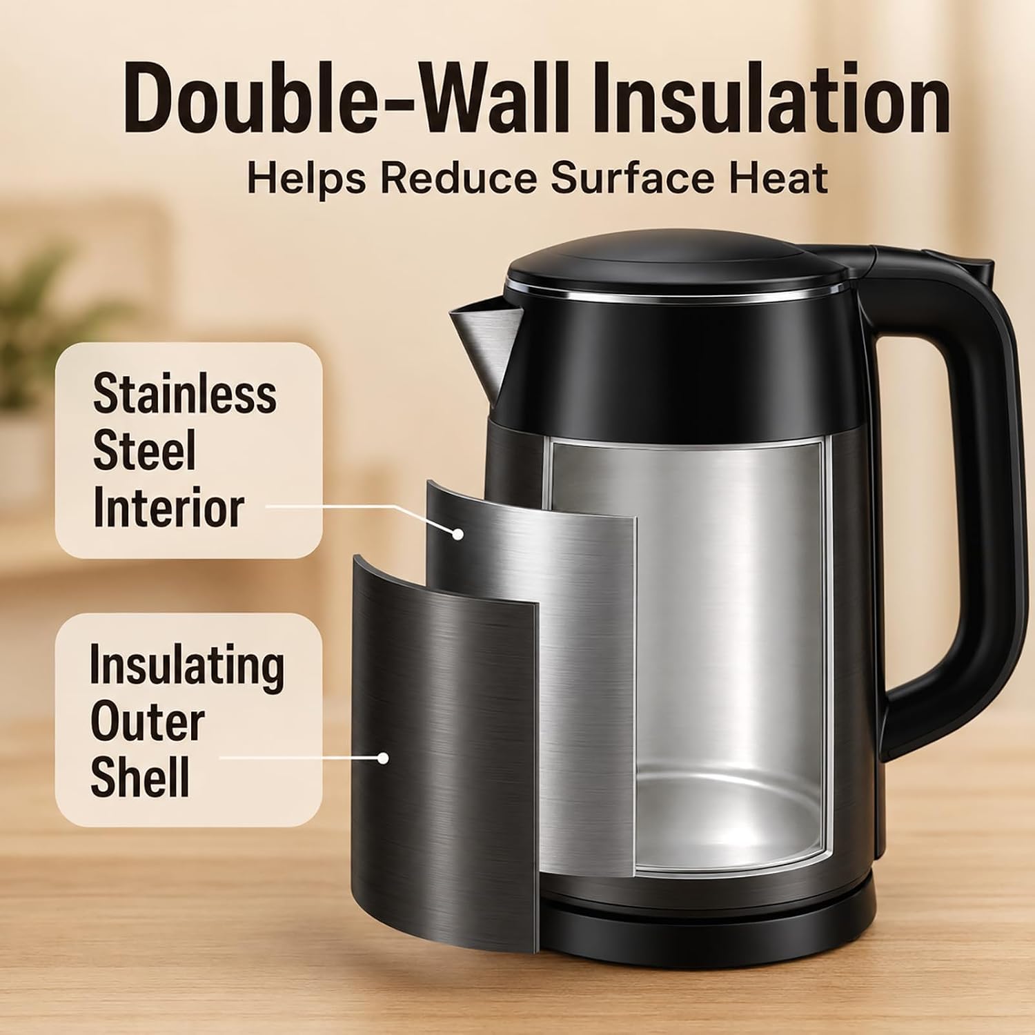 Mecity Electric Kettle 1.7L Touch Screen Temperature Control Water Boiler, No Plastic Contact with Water6 Preset Temperature Programs, 2 Hours Keep Warm, Auto Shut Off, Dark Grey