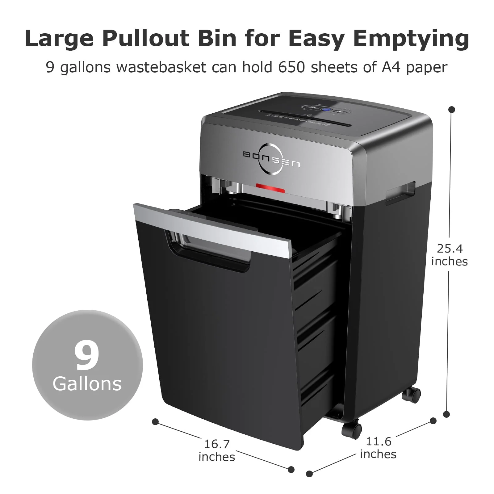 24 Sheet Heavy Duty Cross Cut Shredder for Office | Commercial Shredder with 9 Gallons Bin Image 4