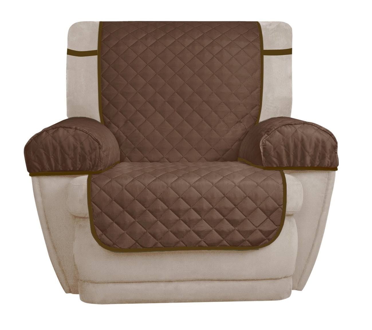 Mainstays 3-Piece Reversible Microfiber Recliner Chair Pet Cover Protector, Chocolate/Tan, Brown
