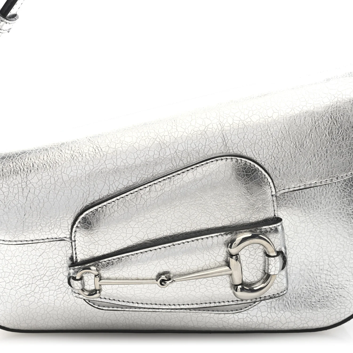 Metallic Demetra Small Horsebit 1955 Asymmetric Shoulder Bag Silver