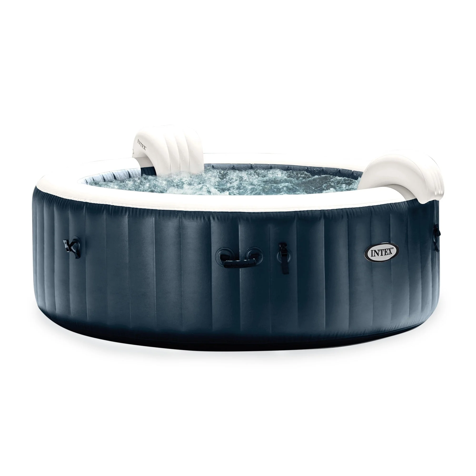 PureSpa Plus 6 Person Inflatable Round Hot Tub with 170 AirJets, Blue