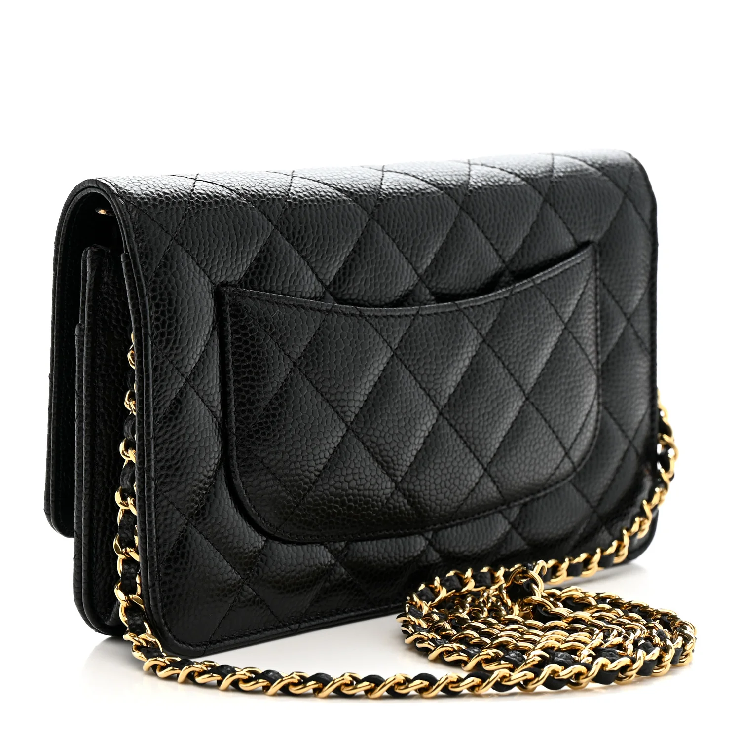 Caviar Quilted Wallet on Chain WOC Black
