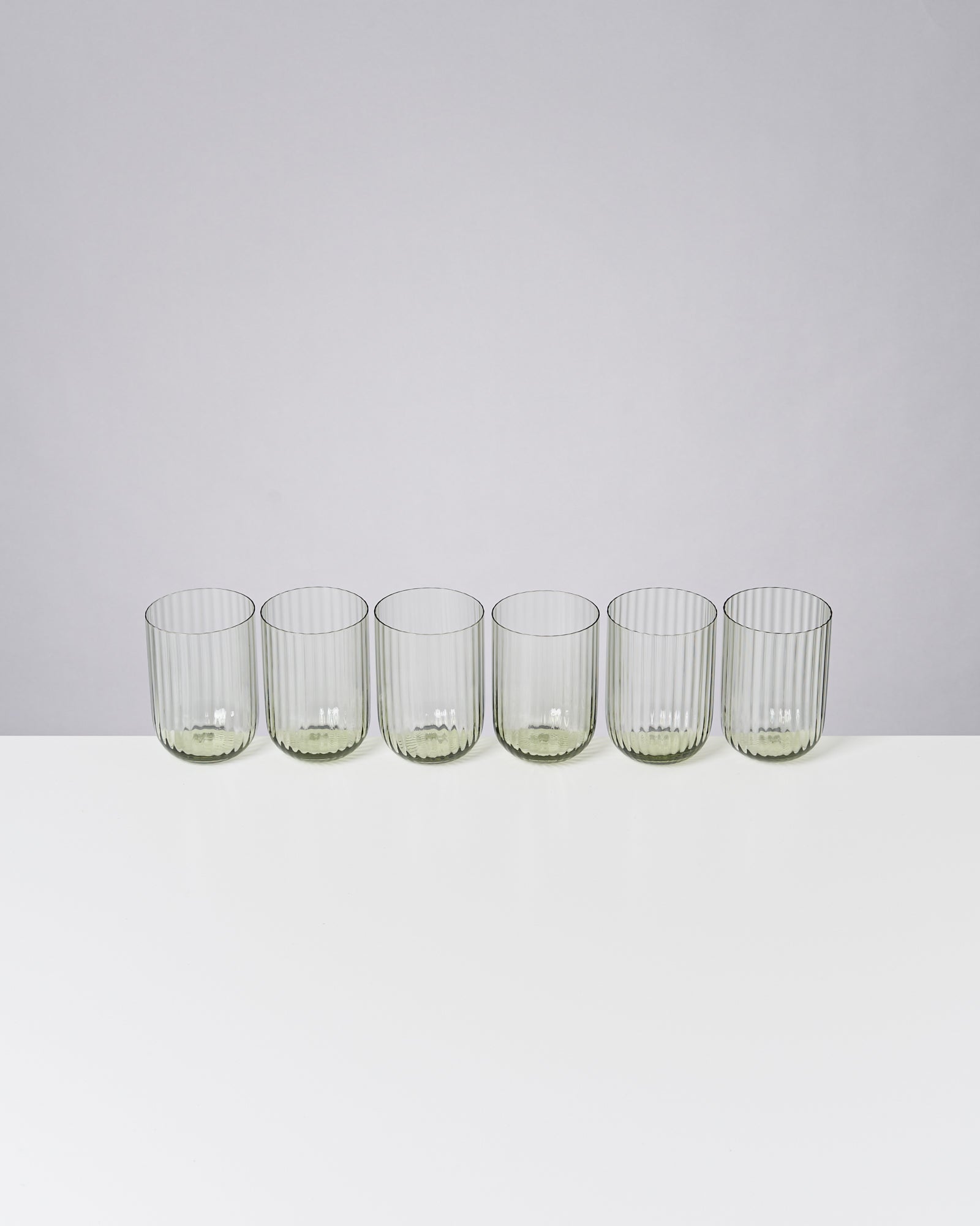 JOIA - SMALL GLASS RIFFLED EMERALD SET OF 6