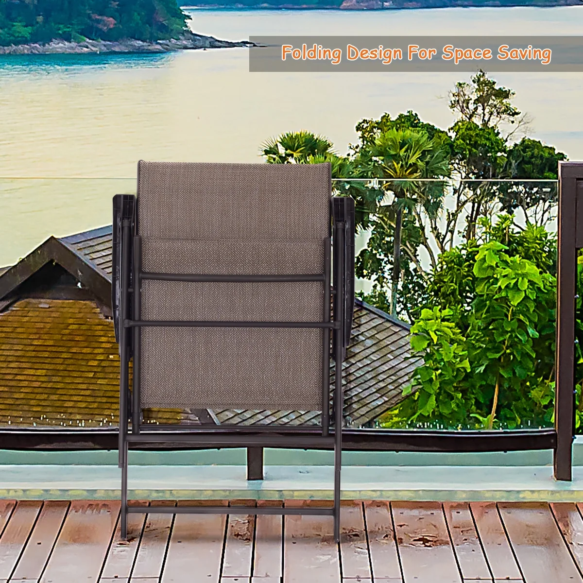Topbuy Plastic Folding Chair (2 Pack), Brown