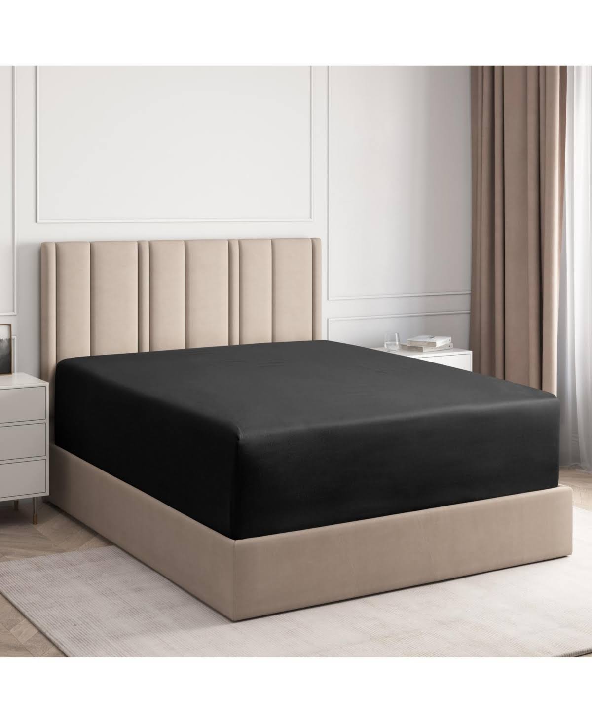 CGK Linens Extra Deep Pocket Microfiber Fitted Sheet (King, Black)