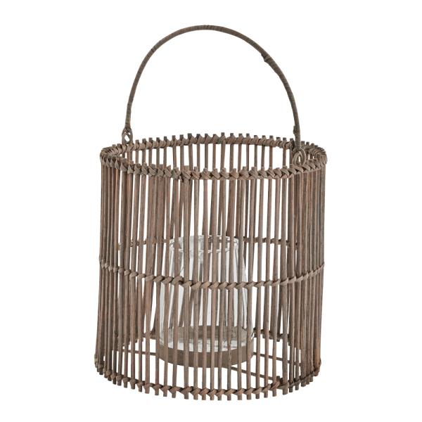 Harper lykt 21x21 cm rattan/grå