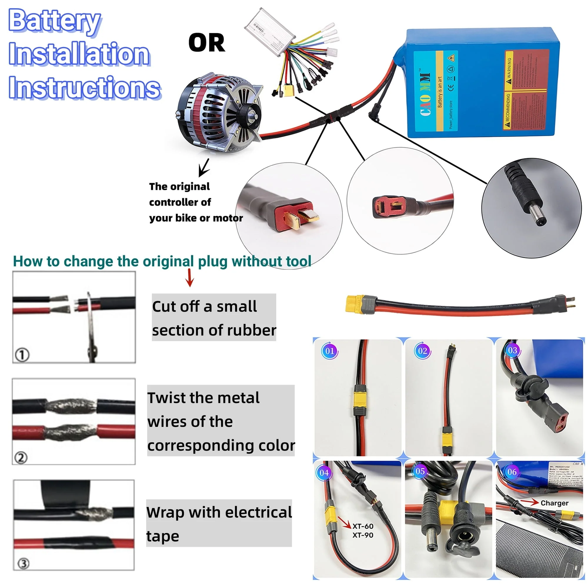 1PC 48V 10Ah Ebike Battery Without Charger Set 48V Lithium Battery for 1000W Electric Bike Tricycle Image 4