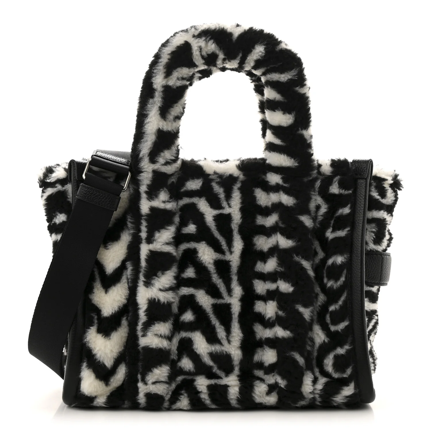 Polyester Cotton Oversized Monogram Medium Traveler Tote Bag Black Ivory