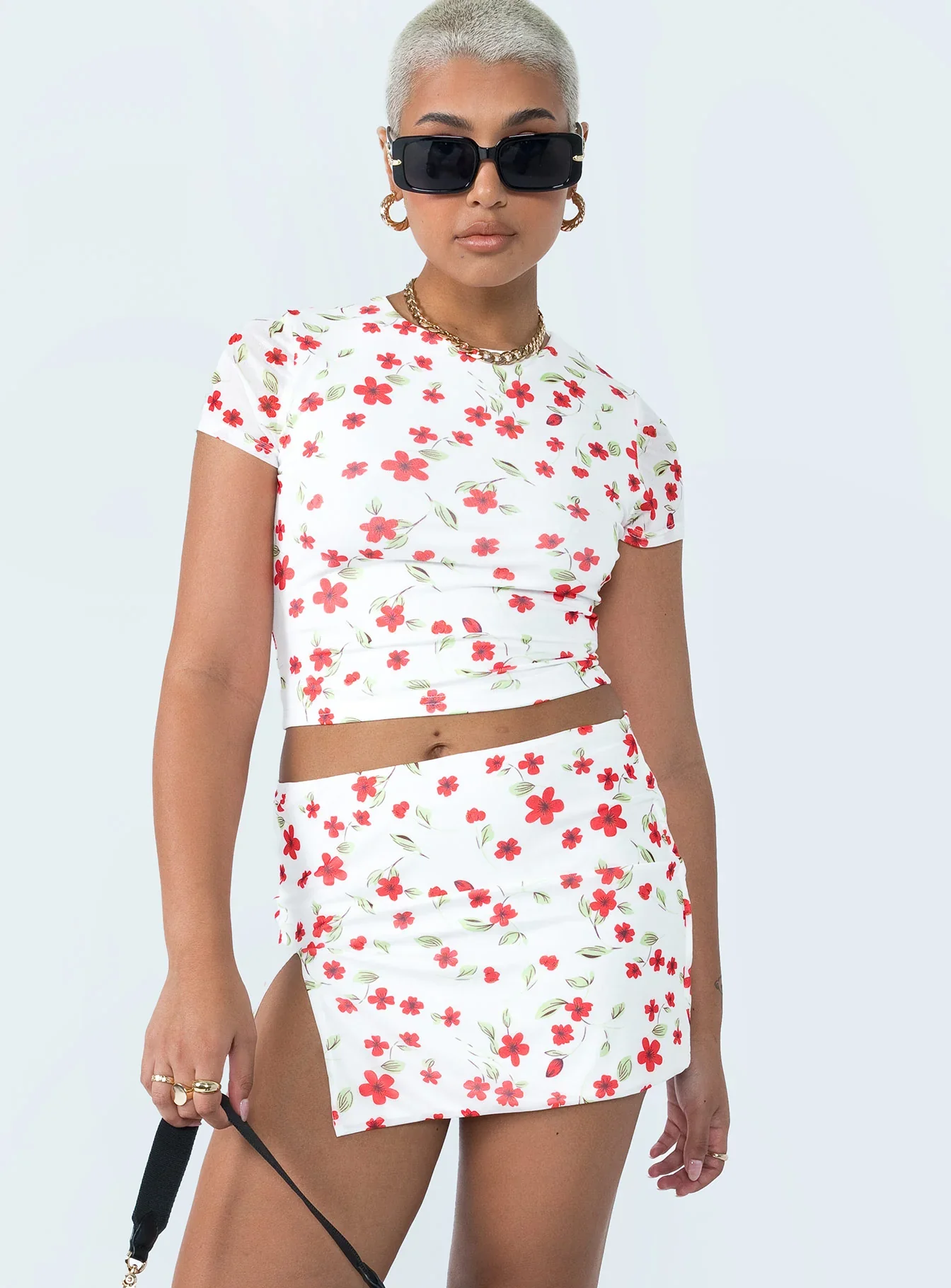 Bold Move Mini Skirt White Floral
