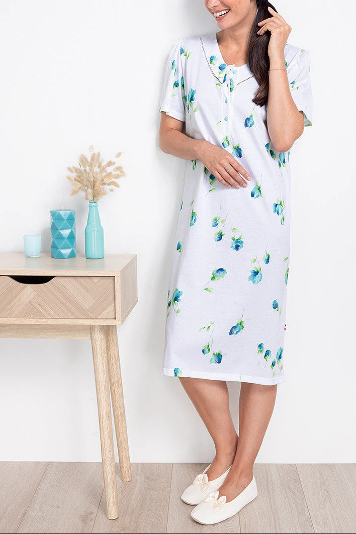 Chemise de nuit maille jersey bleue