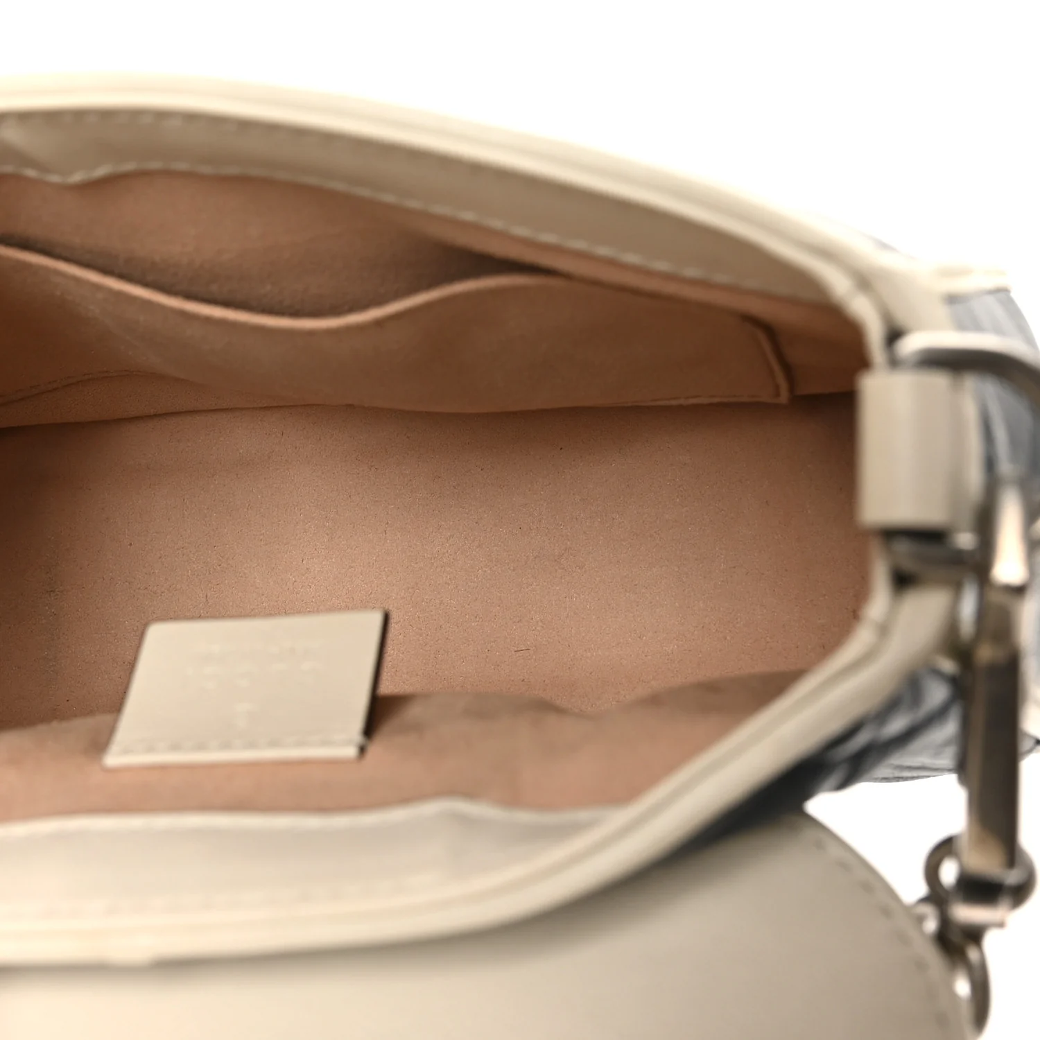 Vintage Effect Calfskin Matelasse Diagonal Mini Torchon GG Marmont Top Handle Shoulder Bag Blue Agata Mystic White