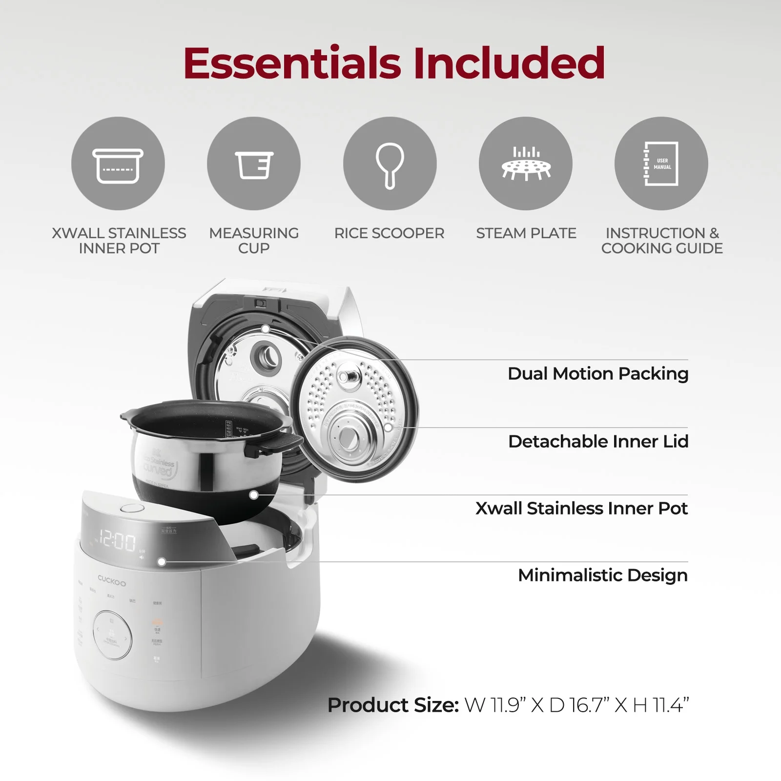 10 Cup Dry Induction Heating Twin Pressure Rice Cooker with Micom Logic Tech, Nonstick Pot, Warmer, 25 Menu Modes and Voice Guide in White (CRP-LHTR1009FW)(10-Cups (Uncooked)) - Image 6