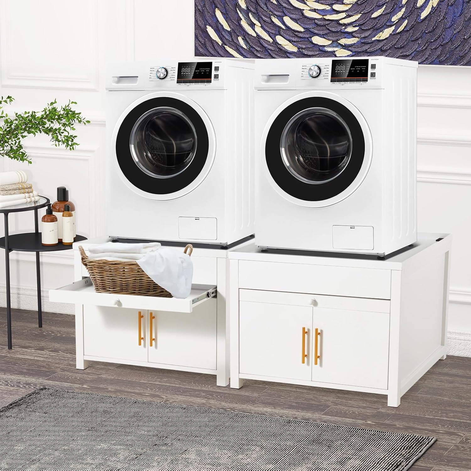 AECOJOY Laundry Pedestal, 700 LBS Capacity Washer Dryer Pedestal, 29″L*29″W*23″ H Washer and Dryer Stand (White)