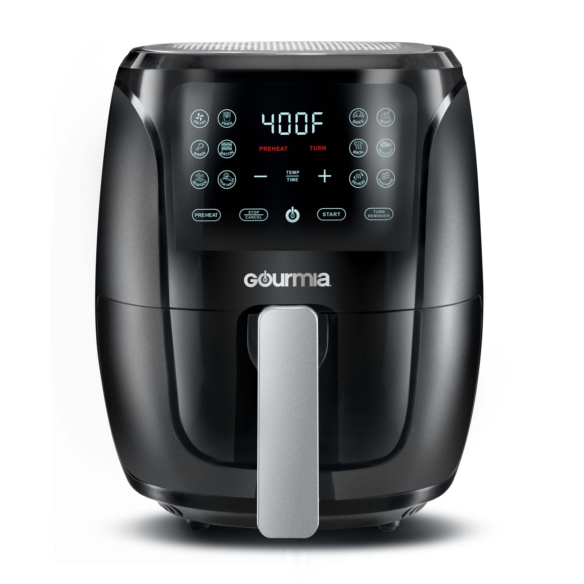 Friteuse à air numérique Gourmia 4 pintes en acier inoxydable, noire