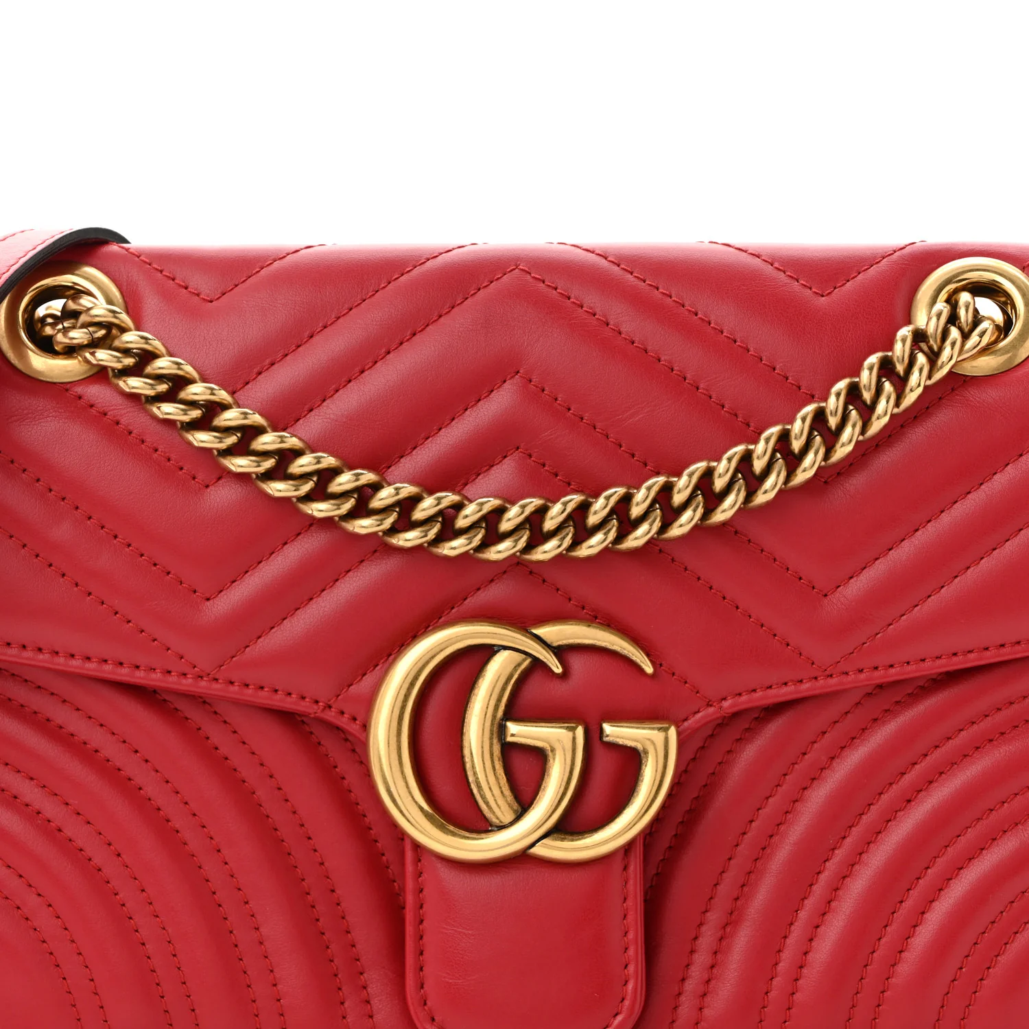 Calfskin Matelasse Small GG Marmont Shoulder Bag Hibiscus Red