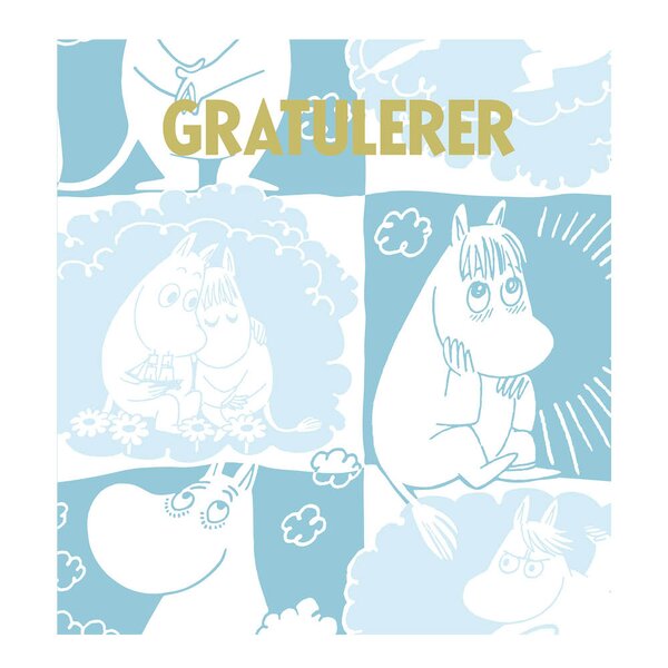Mummi dobbeltkort 7,5x7,5 cm Gratulerer blå