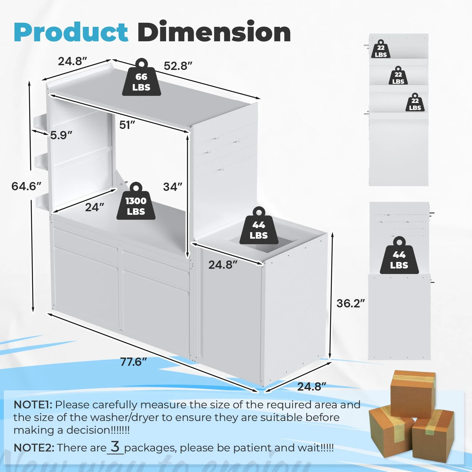 AECOJOY Laundry Pedestal with Sink Cabinet 1300LBS Heavy Duty Universal Washing Machine Stand Base Raiser
