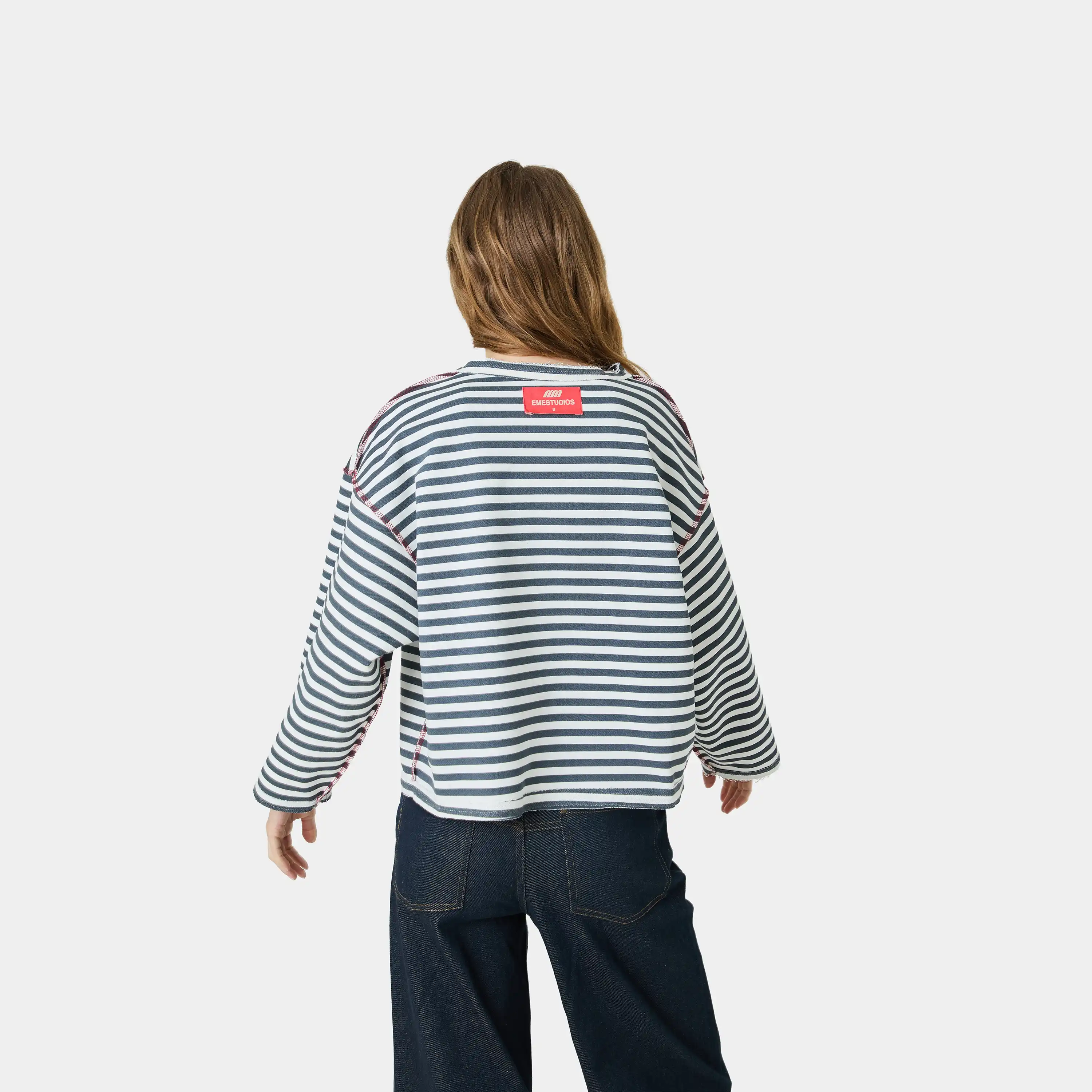 Sade Navy Reverse Crewneck