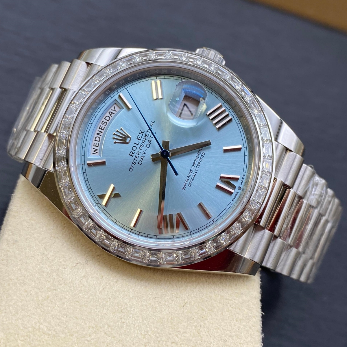 [Super Clone]RLX Day-Date 40mm 228396TBR-0030 Ice Blue Roman Dial