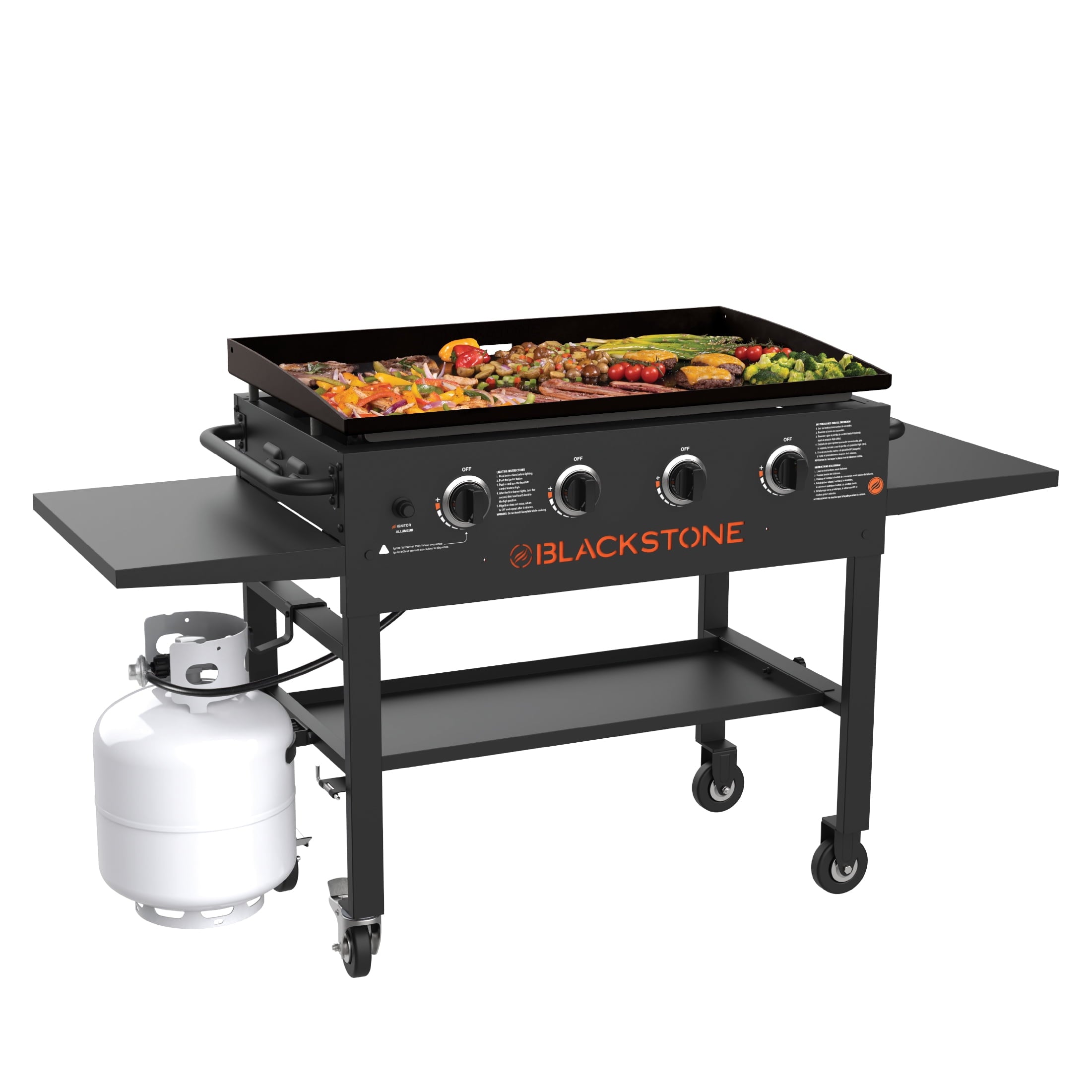 4-Burner 36 Griddle Cooking Station with Side Shelves