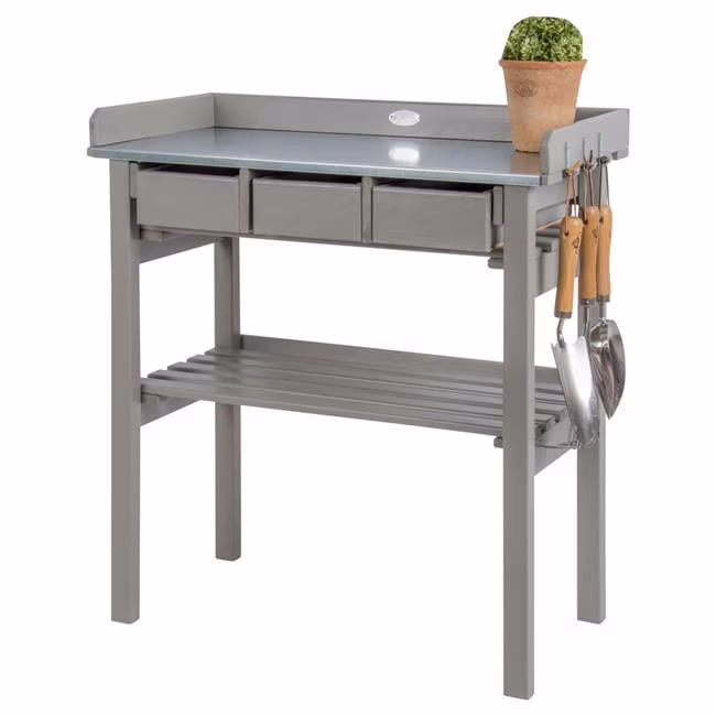 Wood Country Folklore Garden Work Bench, Gray