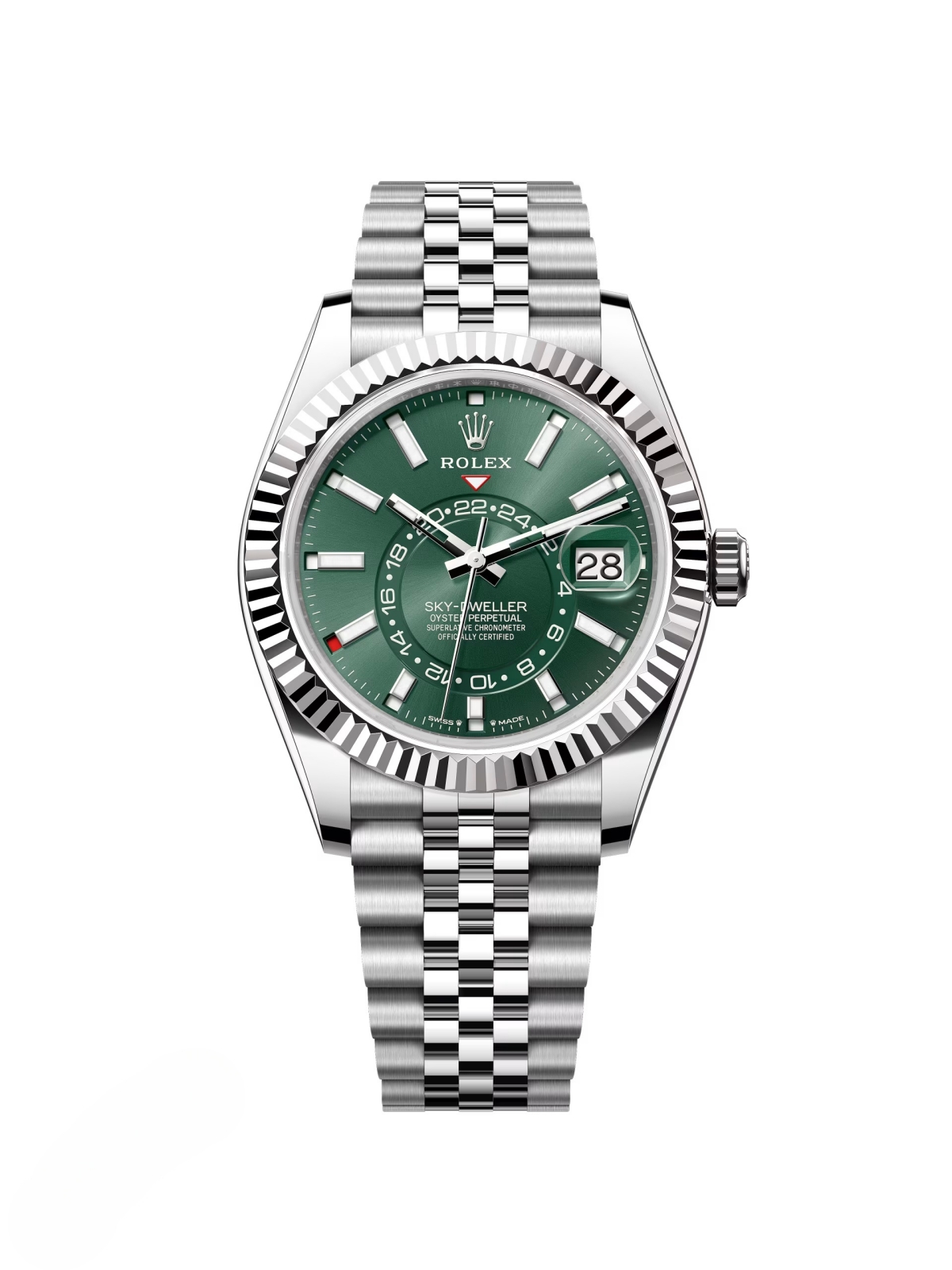 [Super Clone]RLX  Sky-Dweller 42mm Stainless Steel Green Dial Jubilee - 336934