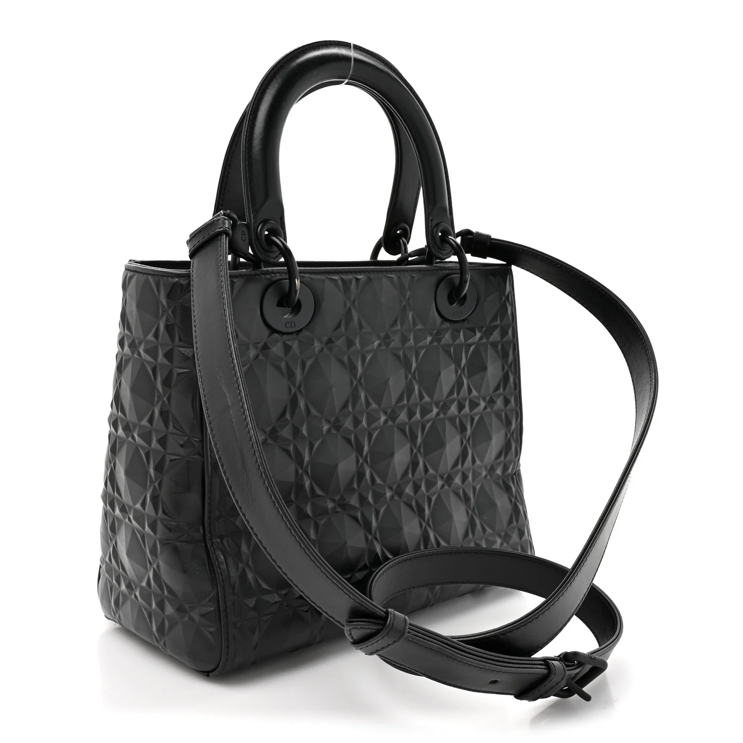 Calfskin Cannage Diamond Cannage Medium Lady Dior Black