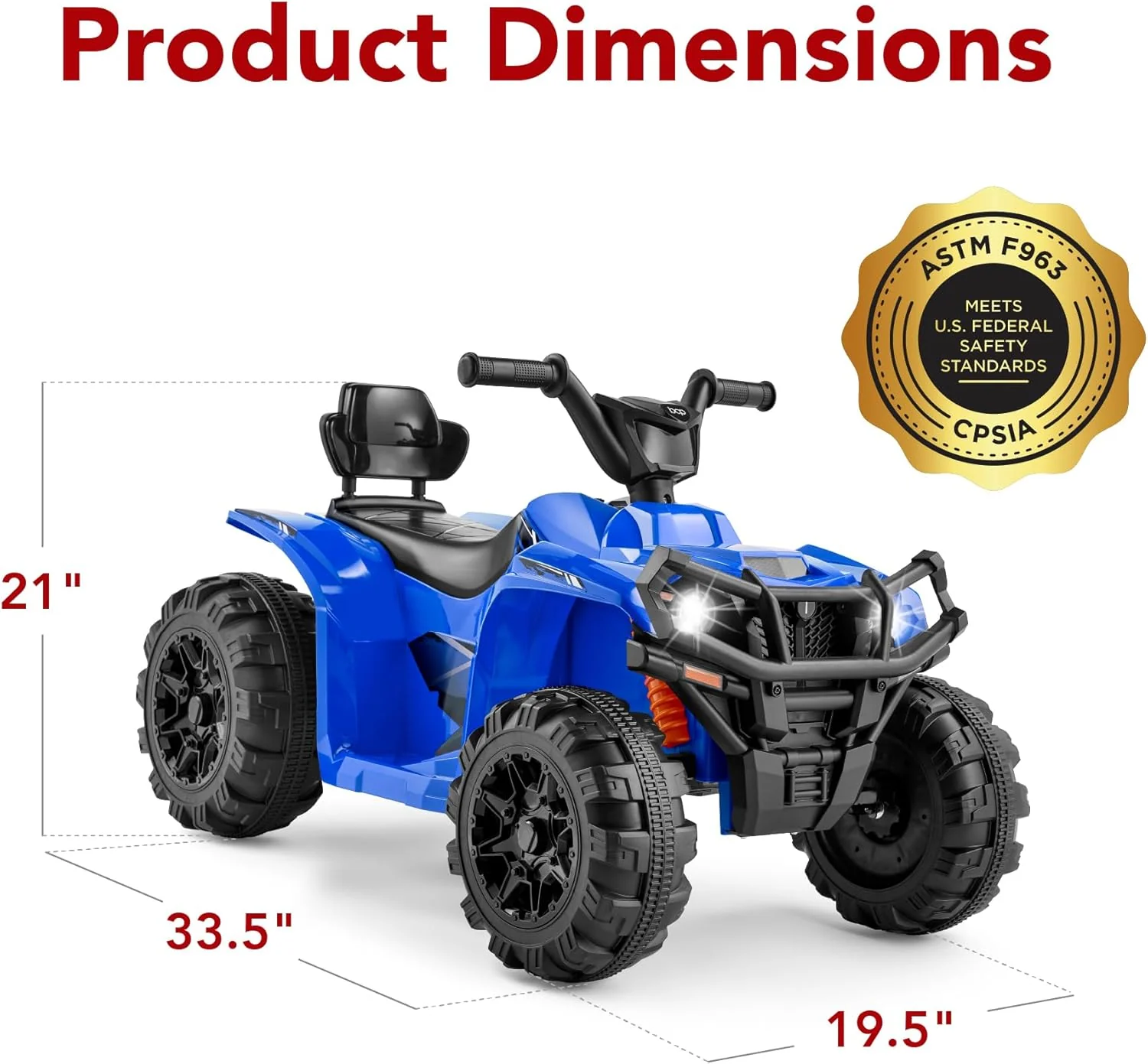 Quad électrique 12 V pour enfants Best Choice Products, véhicule tout-terrain à 4 roues avec audio Bluetooth, vitesse maximale de 3,9 km/h, pneus à crampons, phares LED et radio.