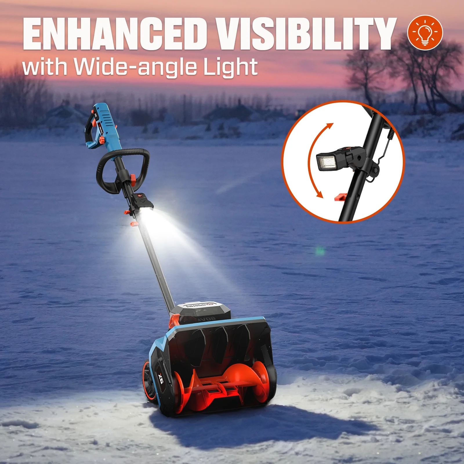 Brushless 60V 15-inch Cordless Snow Shovel with 6.0Ah Battery w/ Rear Wheels, 33ft Throw 600 lbs, 2-Speed Variable, Detachable LED Light, Telescopic Handle, Include 3A Charger, STX6-M(15") - Image 4