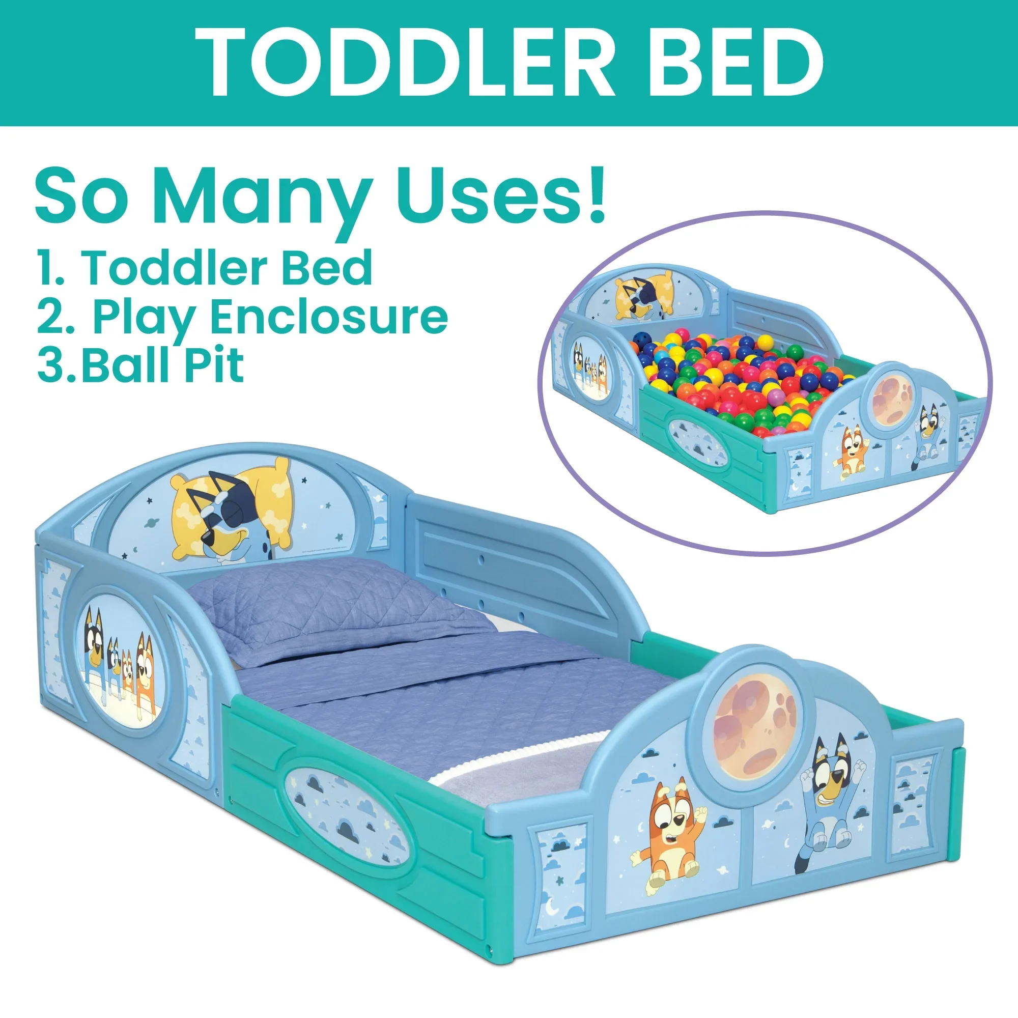 Bluey 3-Piece Toddler Bedroom Set by Delta Children, Blue