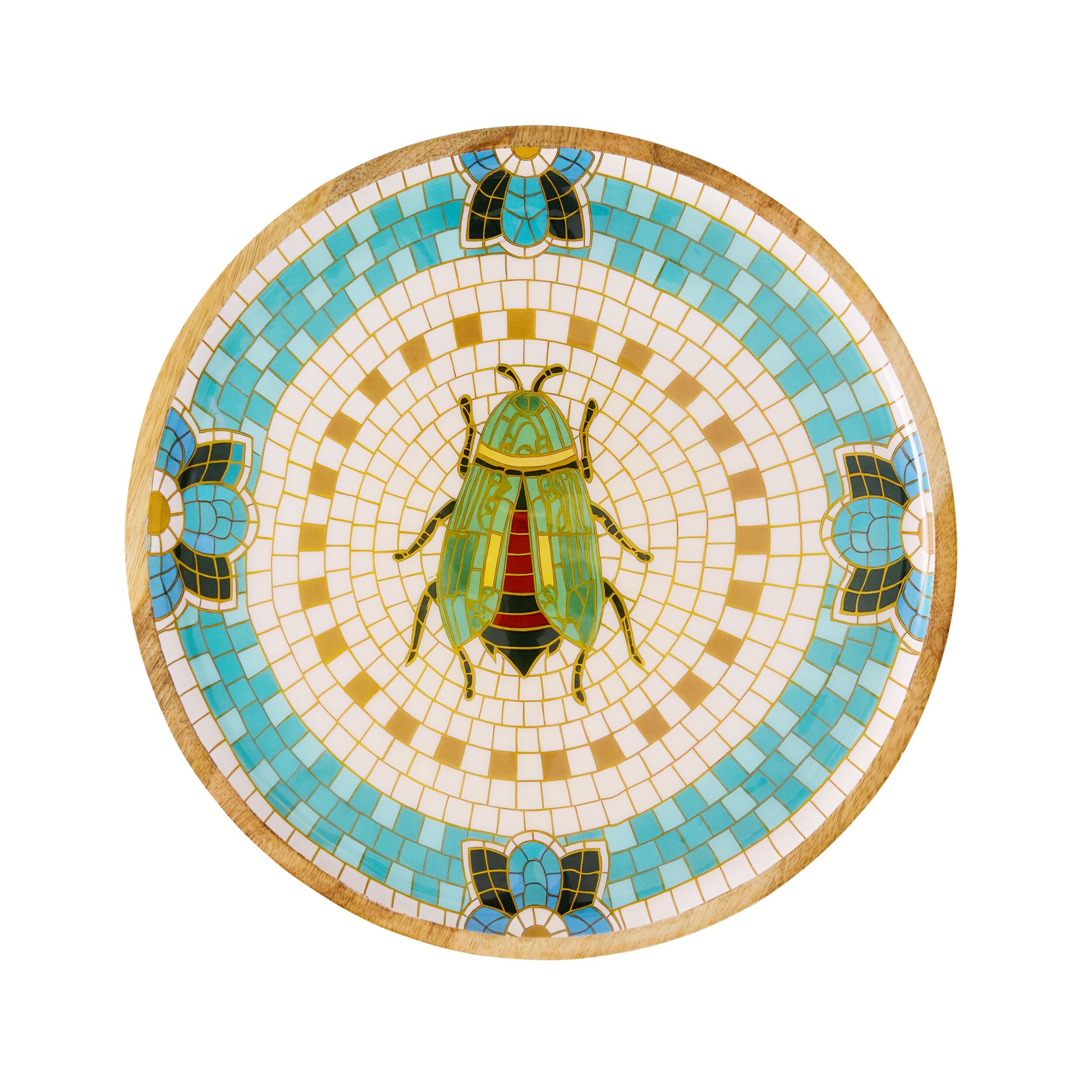 Mystic Scarab Mango Wood Round Platter 40cm