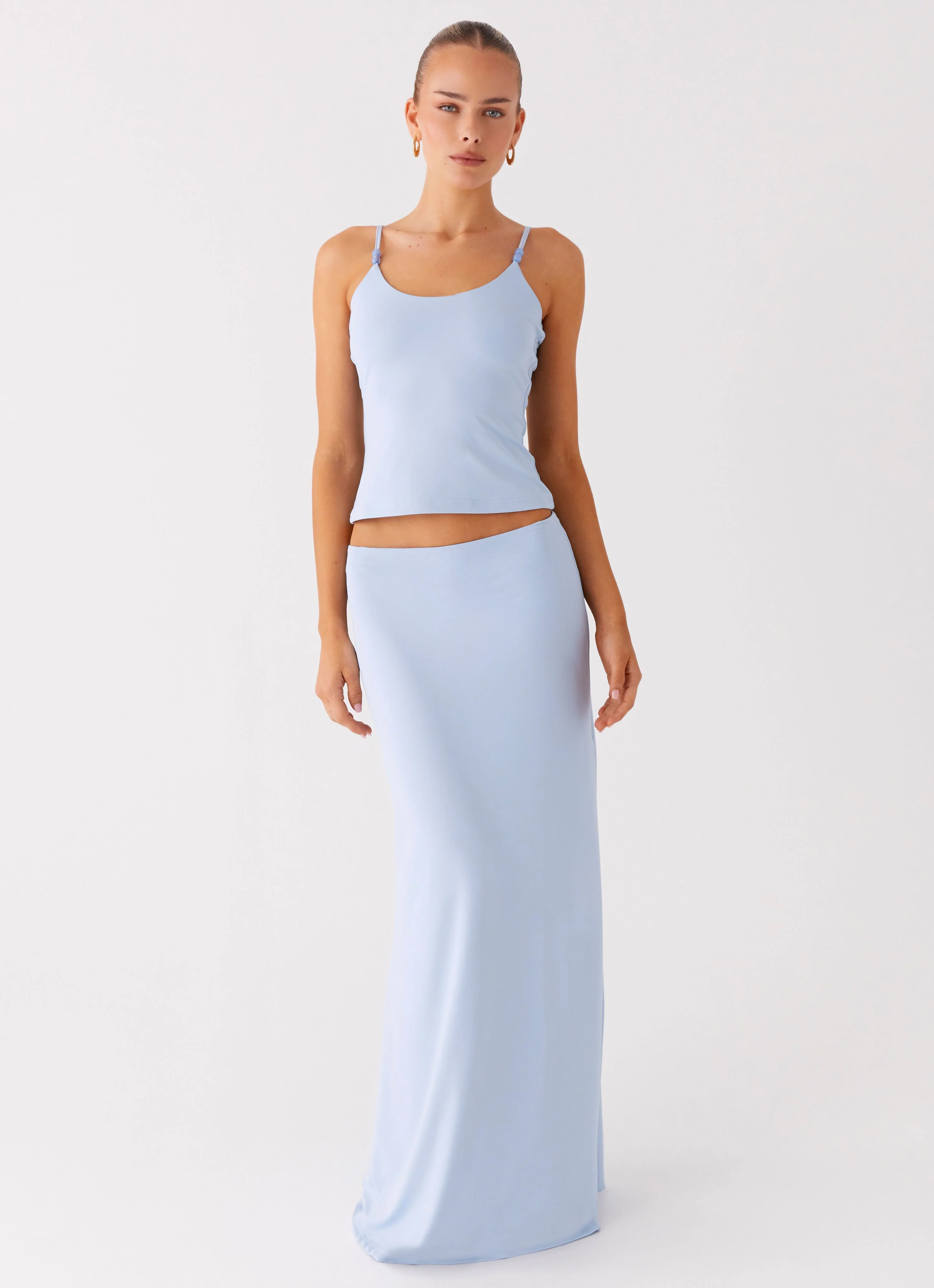 Like A Flower Maxi Skirt - Baby Blue