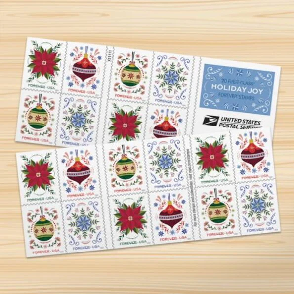 2024 Christmas Ornaments & Holiday Florals Forever Stamps Booklet First-Class Postage