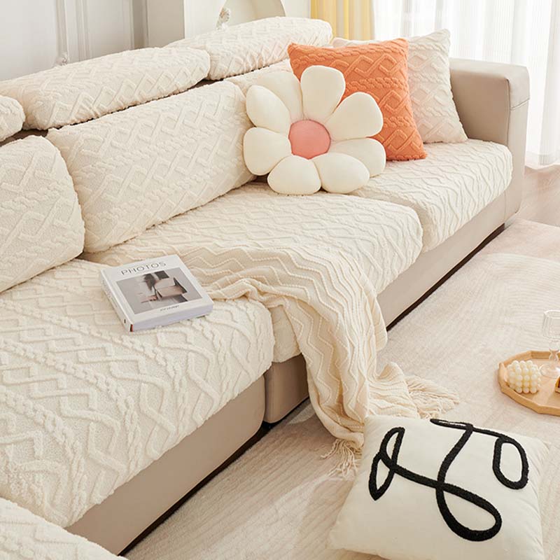 Full Wrap Soft Fleece Stretch Sectional Couch Cover